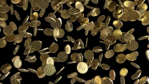 Coins In Falling In Slow Motion. Free Stock Video Footage Download Clips Business