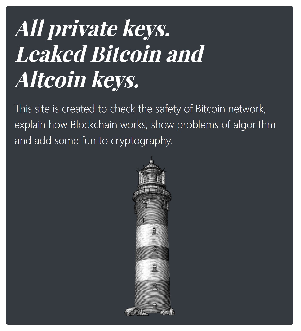 All Bitcoin private keys is on this website with automatic balance checker | bitcoinlove.fun