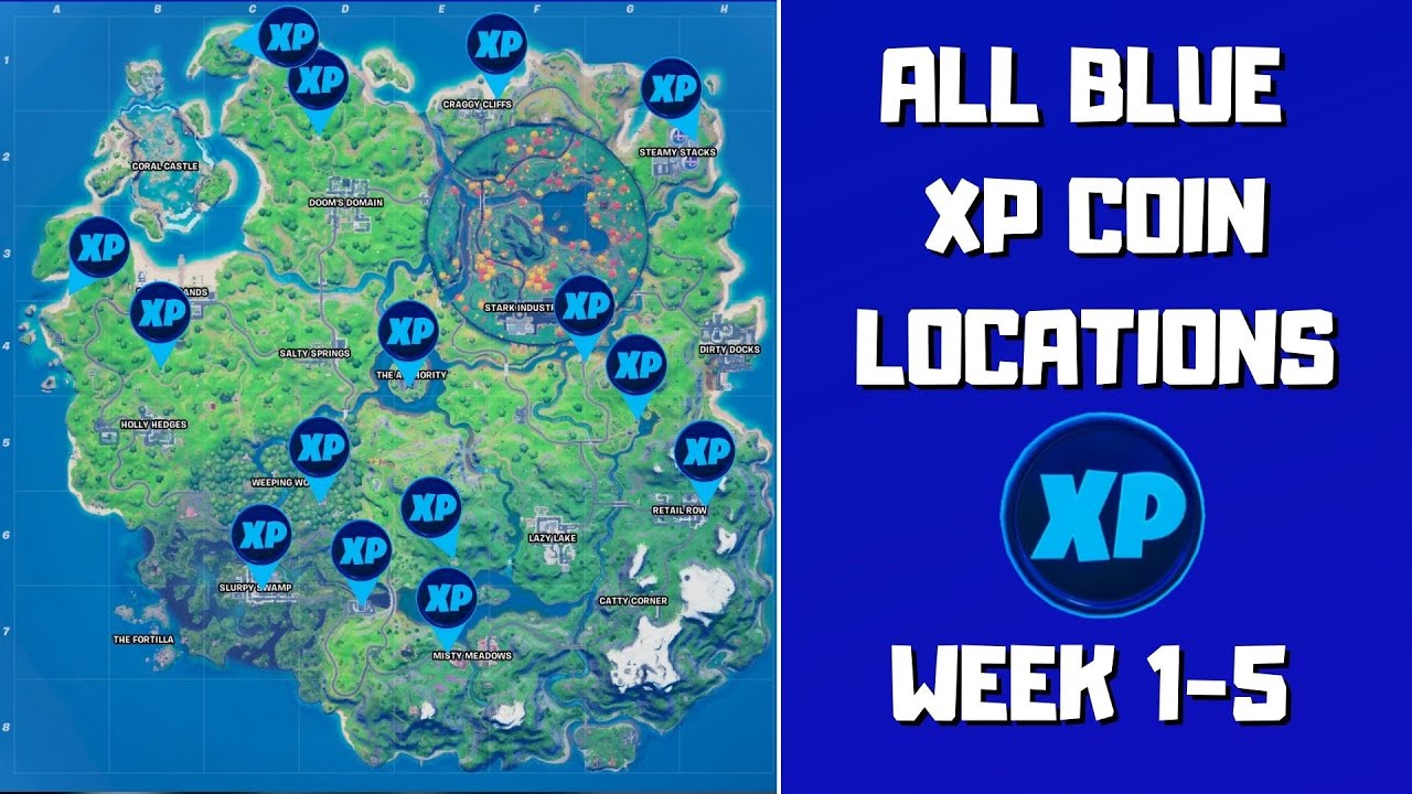 All XP Coin Locations - Fortnite Chapter 2 Season 5 - Green, Blue, Purple, Gold - Gamepur