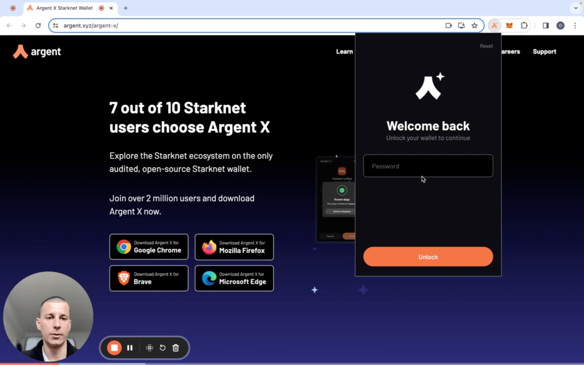 Argent X Wallet - StarkNet browser extension wallet Status