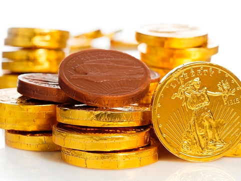 Gold farthing chocolate coins - Chocolate Trading Co