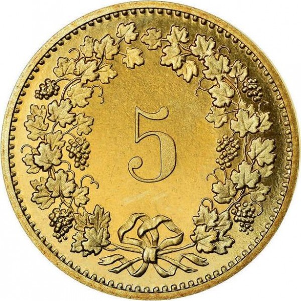 5 Rappen (Libertas; aluminium-bronze) - Switzerland (date) – Numista