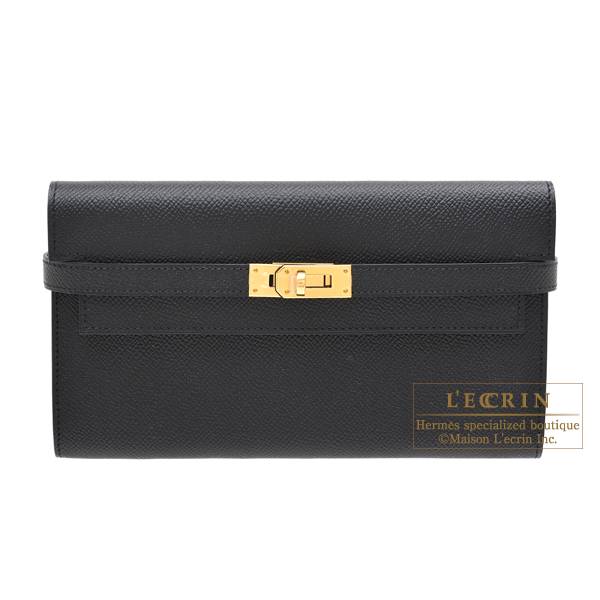 Hermes Blue Electric Epsom Leather Kelly Long Wallet | Yoogi's Closet