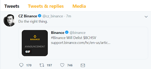 Binance Officially Delists Bitcoin SV (BSV) In an Unprecedented Move | bitcoinlove.fun