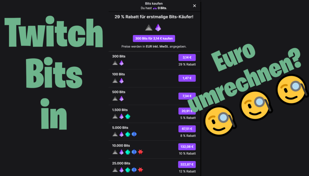 Twitch bits calculator to USD and EUR - GLHF online