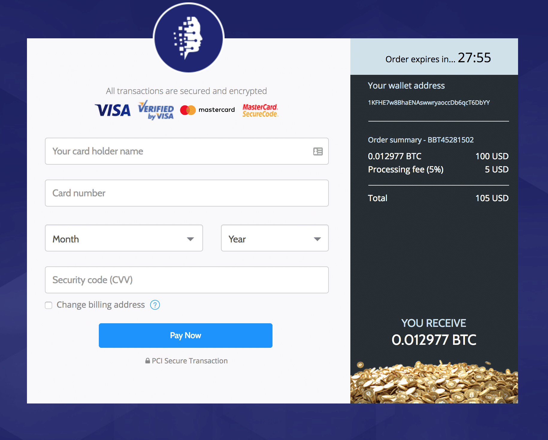 Buy Bitcoin with credit card instantly