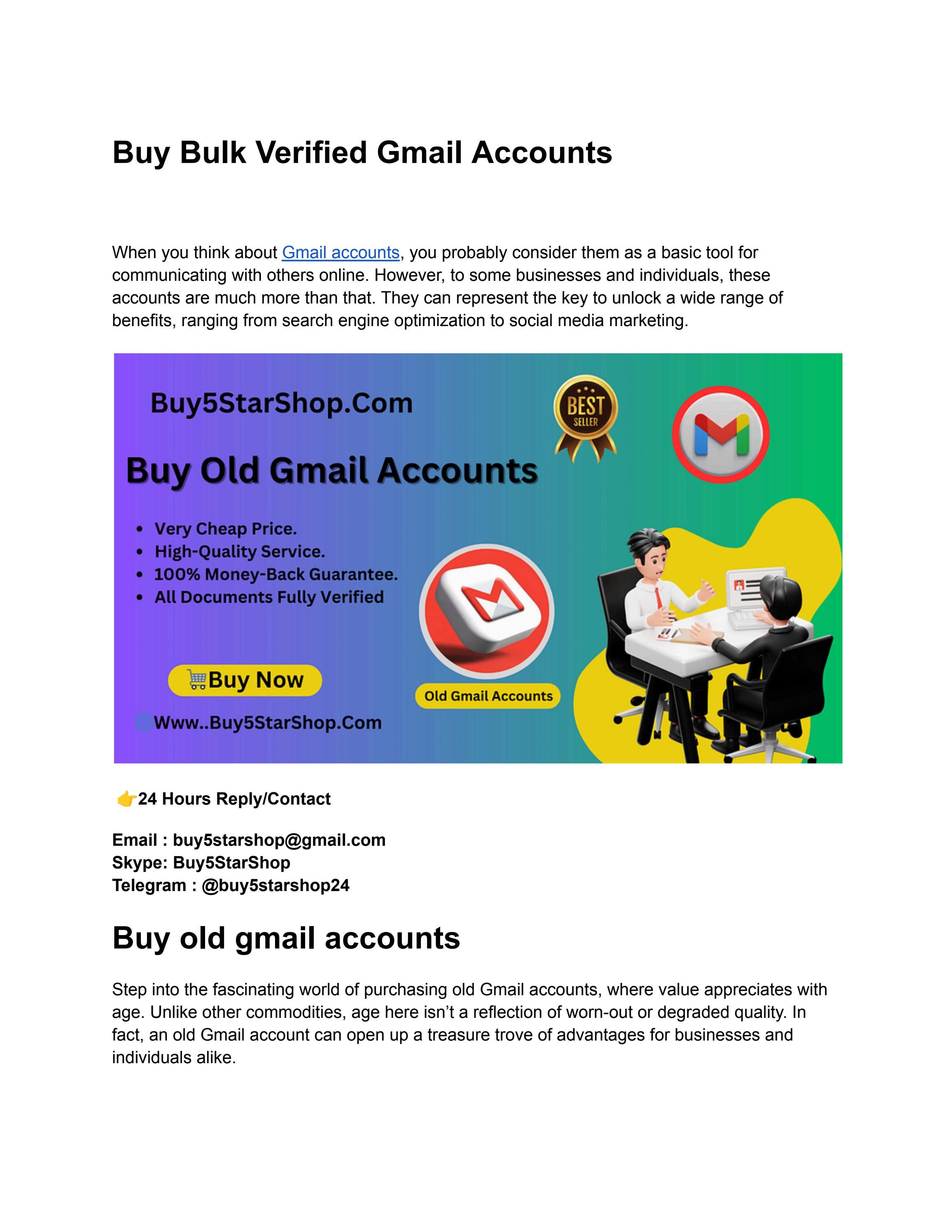 Buy Gmail PVA Accounts - Phone Verified Emails