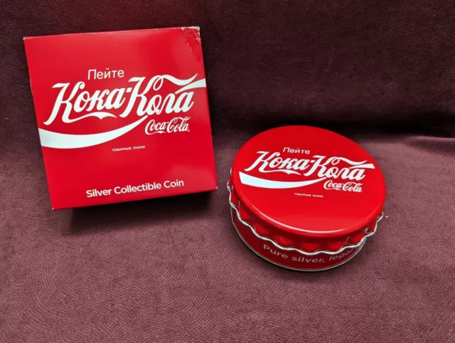 Fiji Coca-Cola Coke Bottle Cap Colour $1 Silver Proof Coin