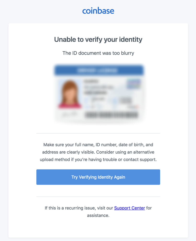 Coinbase Desk - Coinbase identity verification