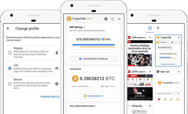 Mine on your mobile anywhere you want | CryptoTab Browser