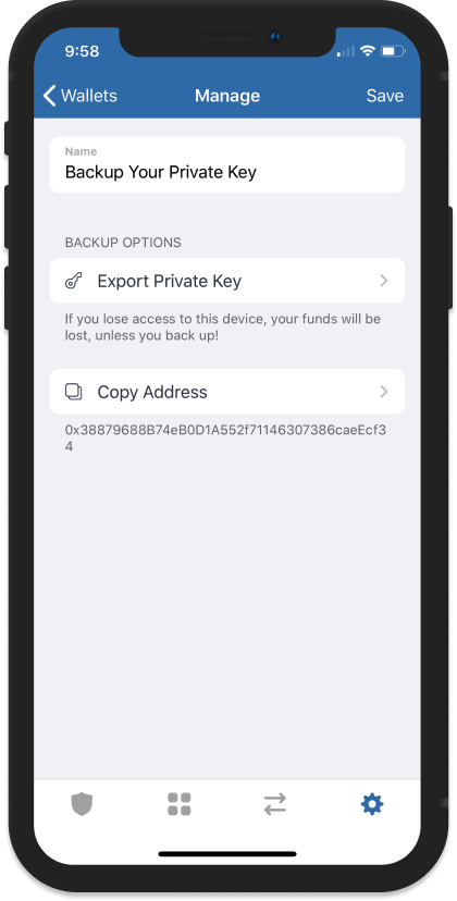 Satodime, how do I export my private key? - Satochip