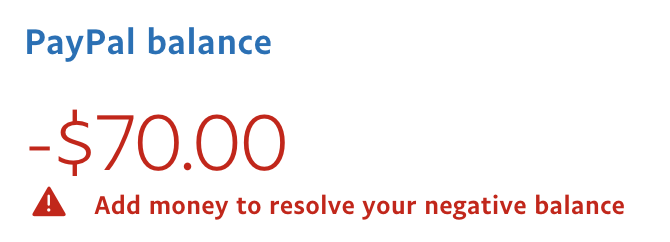 Negative balance top up - PayPal Community