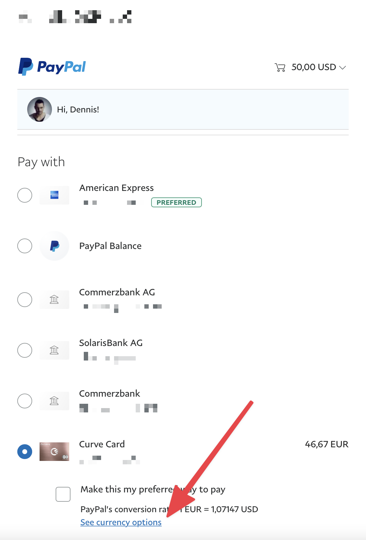 PayPal USD - JPY exchange rate