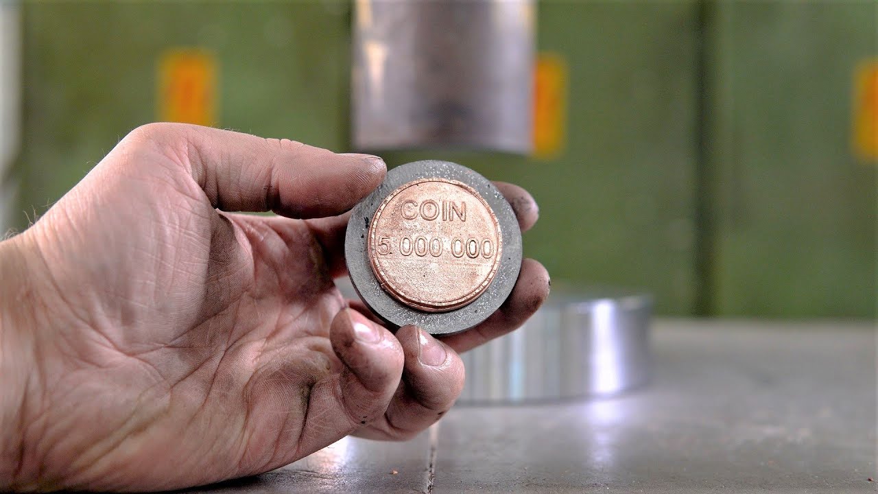 Crushing coins with hydraulic press - GIF - Imgur