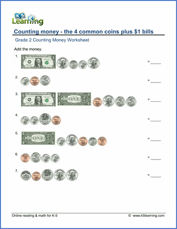 1st Grade Counting Money Worksheets - free & printable | K5 Learning