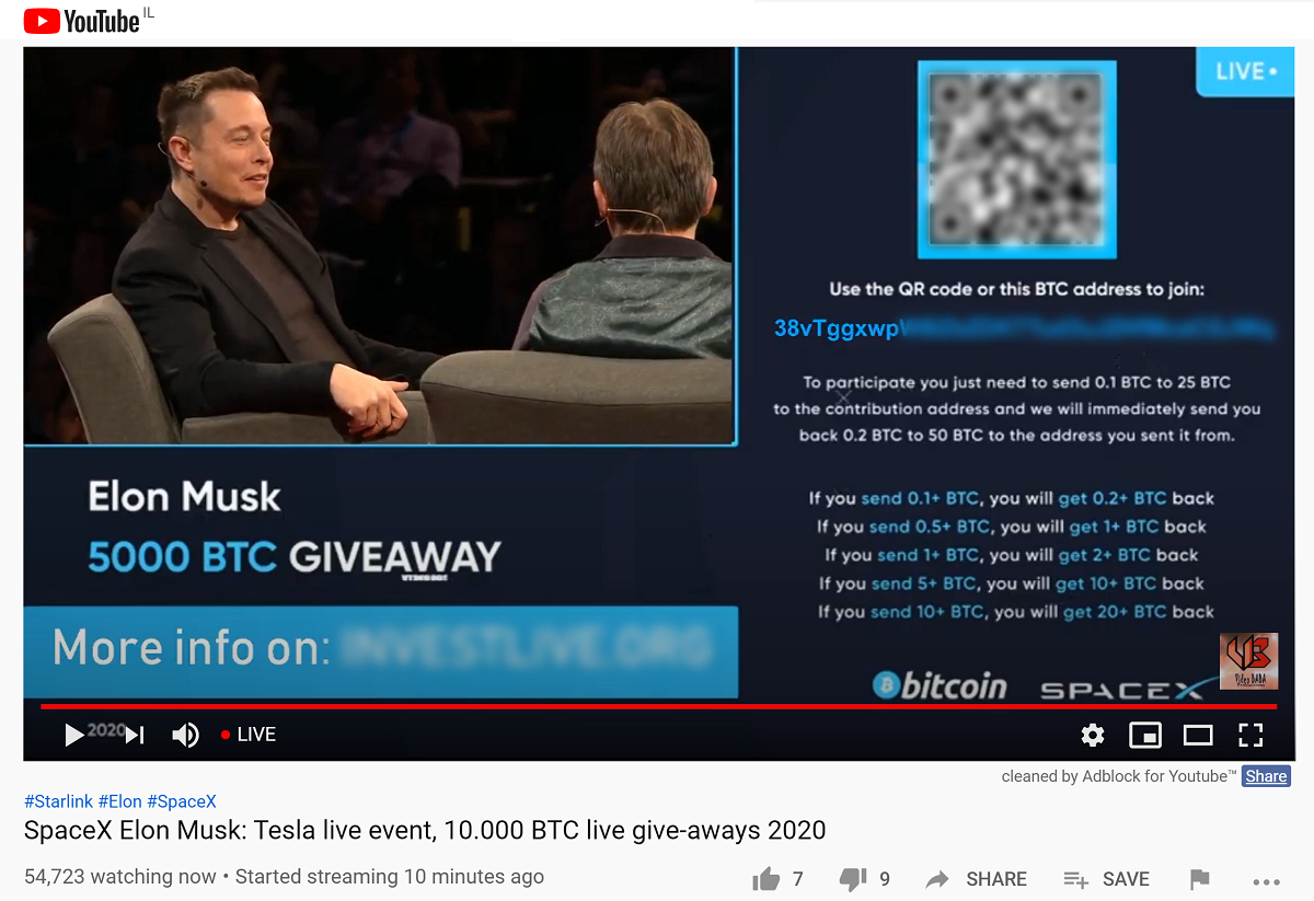 Week Advertisement using a deepfake video for a giveaway scam