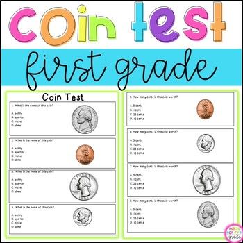 First Grade Money Test: Coin Test | First grade, First grade math, Teaching money