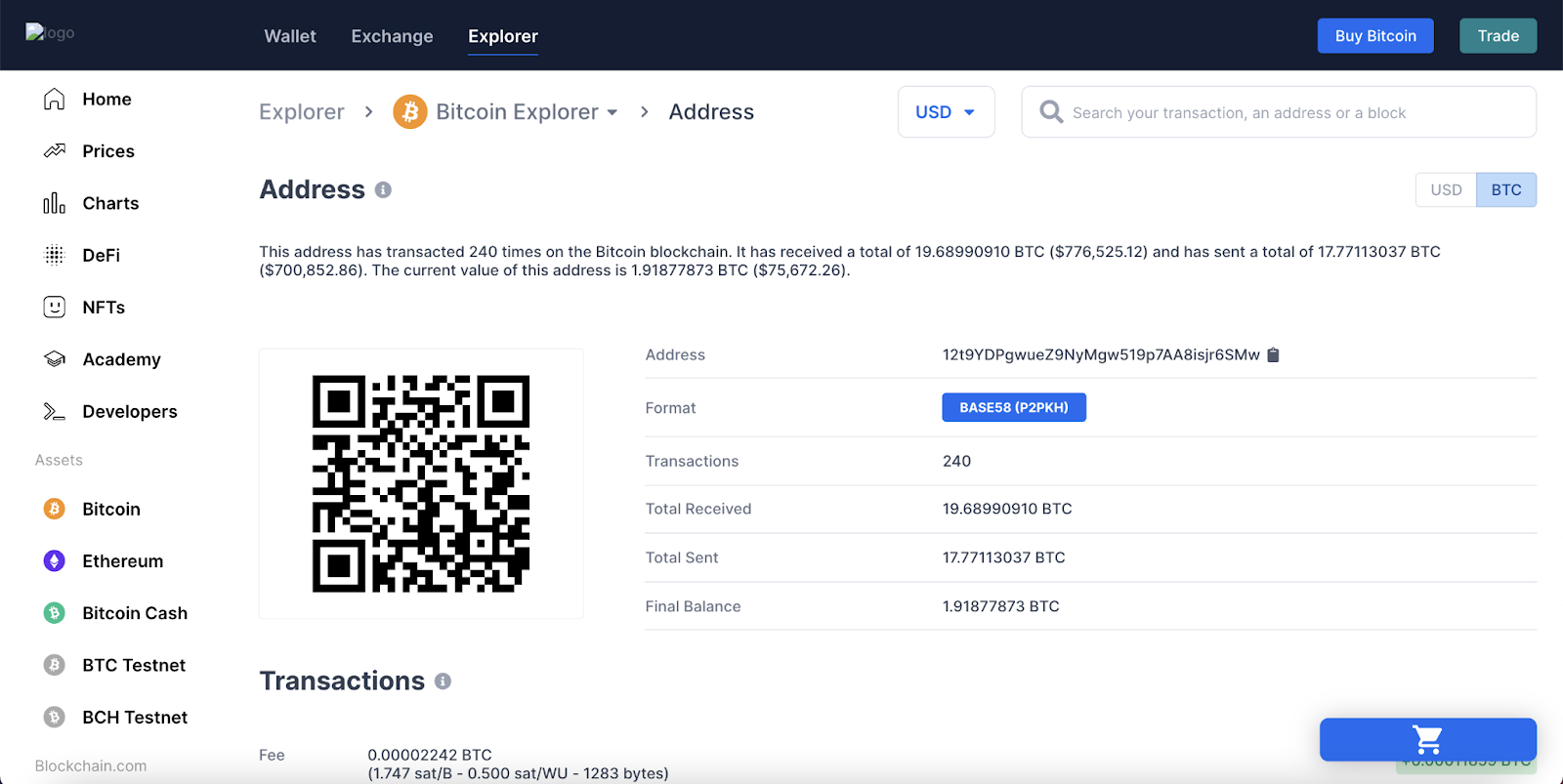 Bitcoin Address | Wallet Lookup - Blockonomics