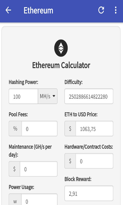 Ethereum Classic Mining Calculator