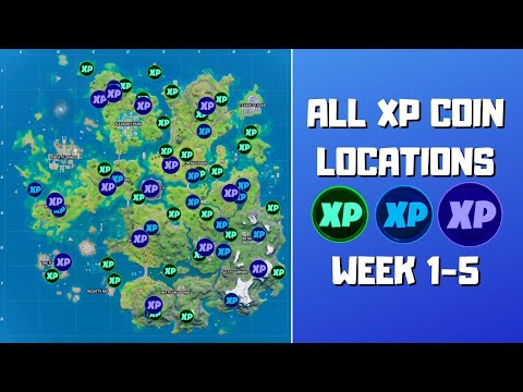 All XP Coin locations Fortnite Chapter 2 Season 5 Week 9 - Green, Blue, Purple, and Gold - Gamepur