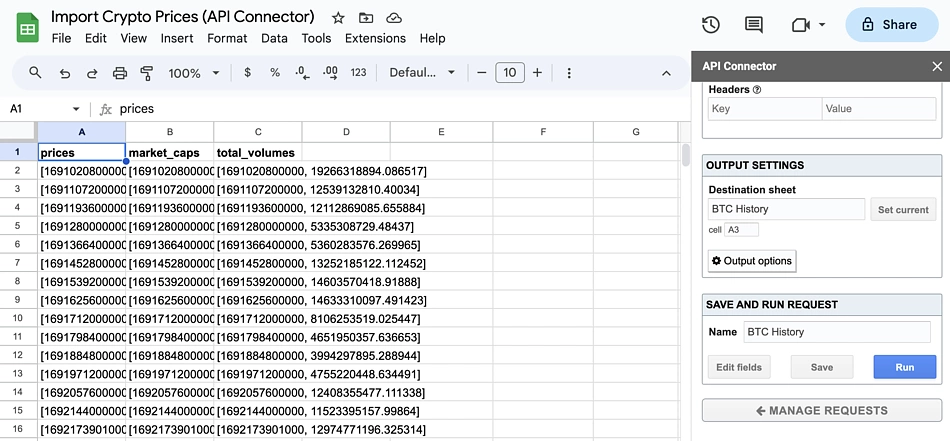 How to Import Bitcoin Historical Prices to Google Sheets