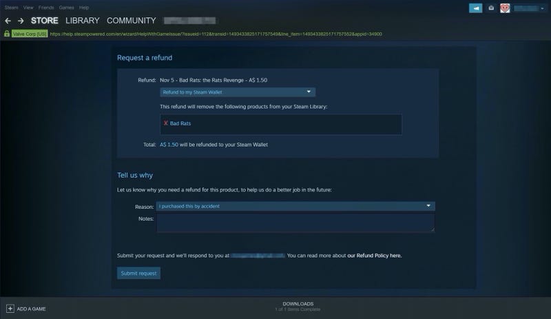 Does it make a difference if i refund on credit card or steam wallet?