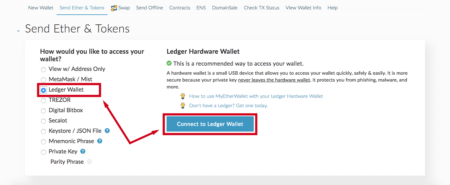 Transferring ERC20 Tokens to a Ledger Nano S - CaptainAltcoin