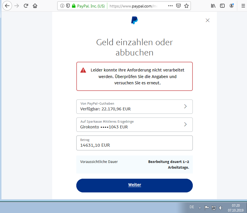 Loggen Sie sich bei PayPal ein