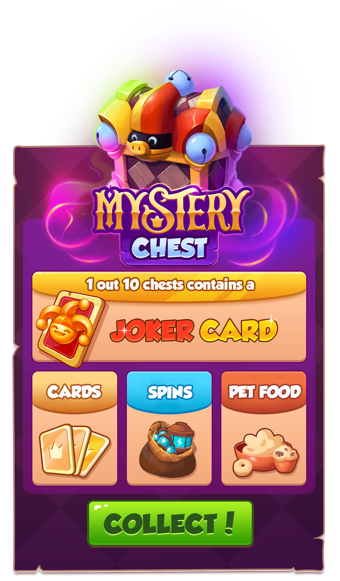 Coin Master Chest - Cards - Village levels - Tricks