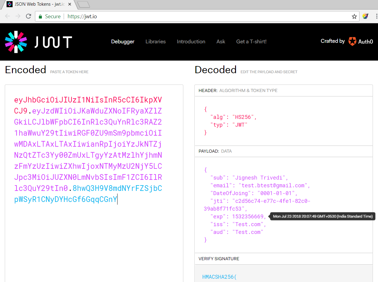 Creating And Validating JWT Tokens In C# .NET – .NET Core Tutorials