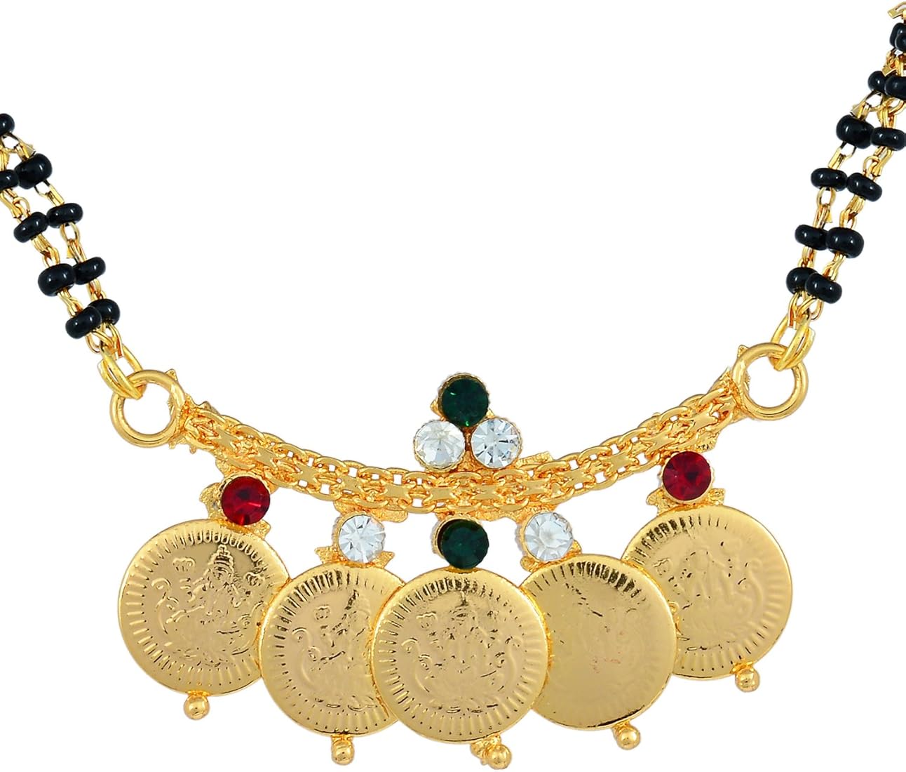 Two Laxmi Coin With Red stone Lakshmi Wati | Mangalsutra designs, Gold mangalsutra, Gold