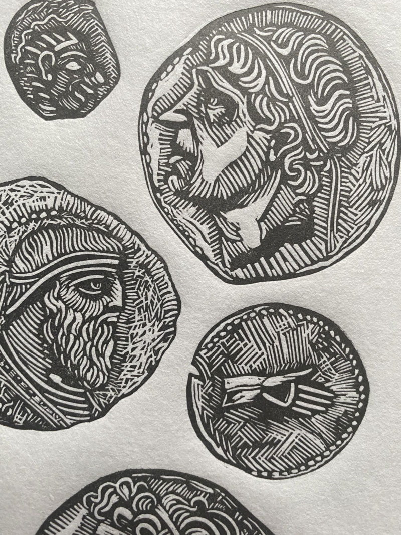 Ancient Coins | Draw Cut Ink Press