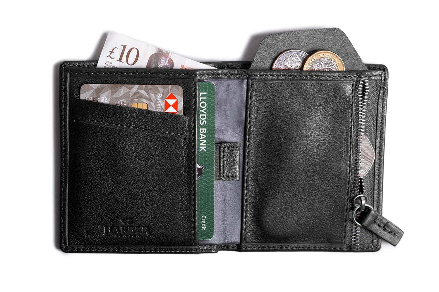 Leather Hybrid Wallet with Zipper Pocket