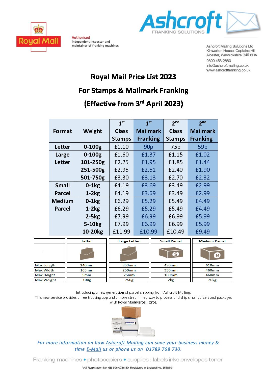 Royal Mail Postage Price Comparison | ParcelBroker