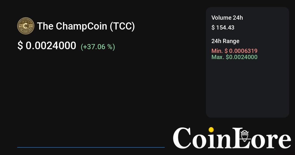 The ChampCoin Price Today Stock TCC/usd Value Chart