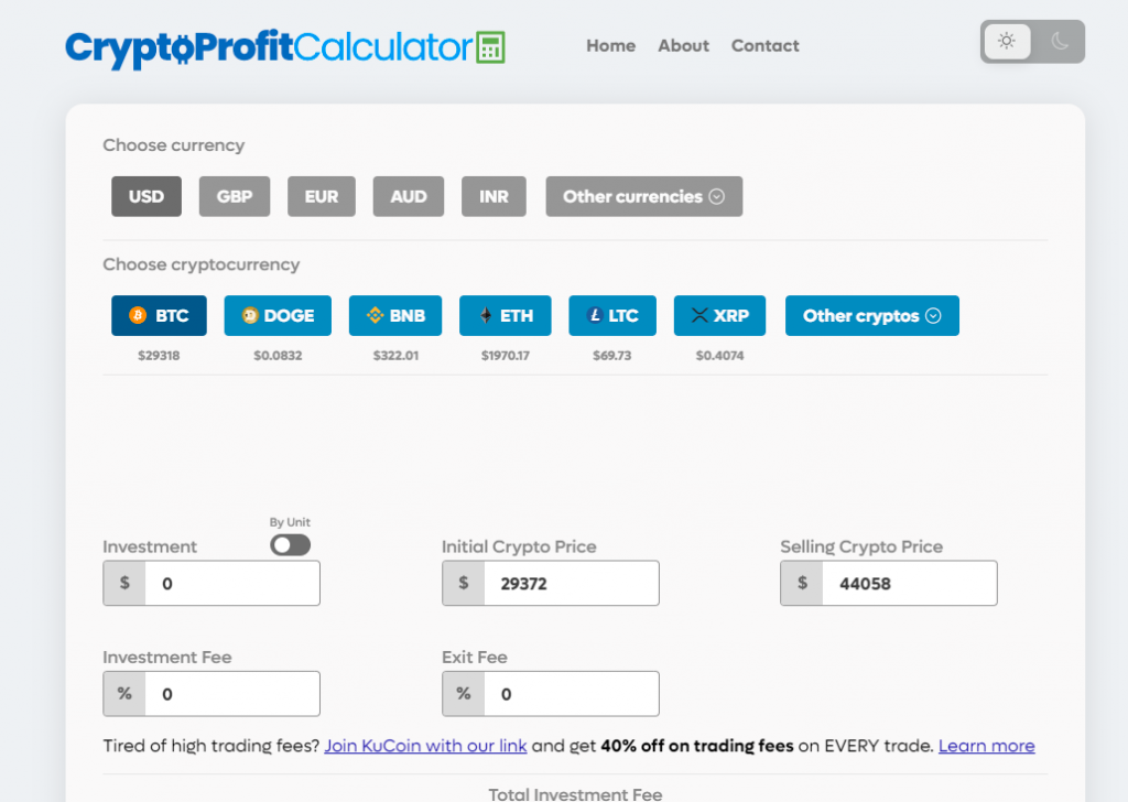 Crypto Profit Calculator | ARYA Crypto