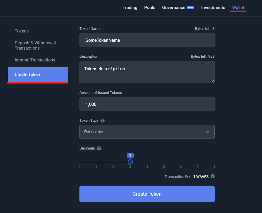 Create Token | WX Network