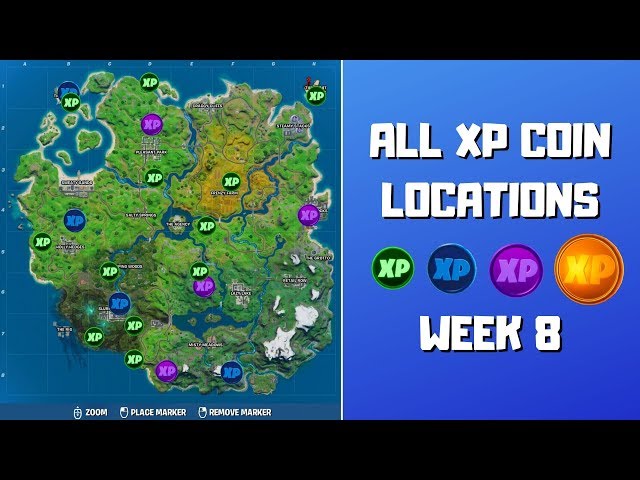 All XP Coin Locations in Fortnite Chapter 2 Season 5 Week 8 - Green, Blue, Purple, Gold - Gamepur